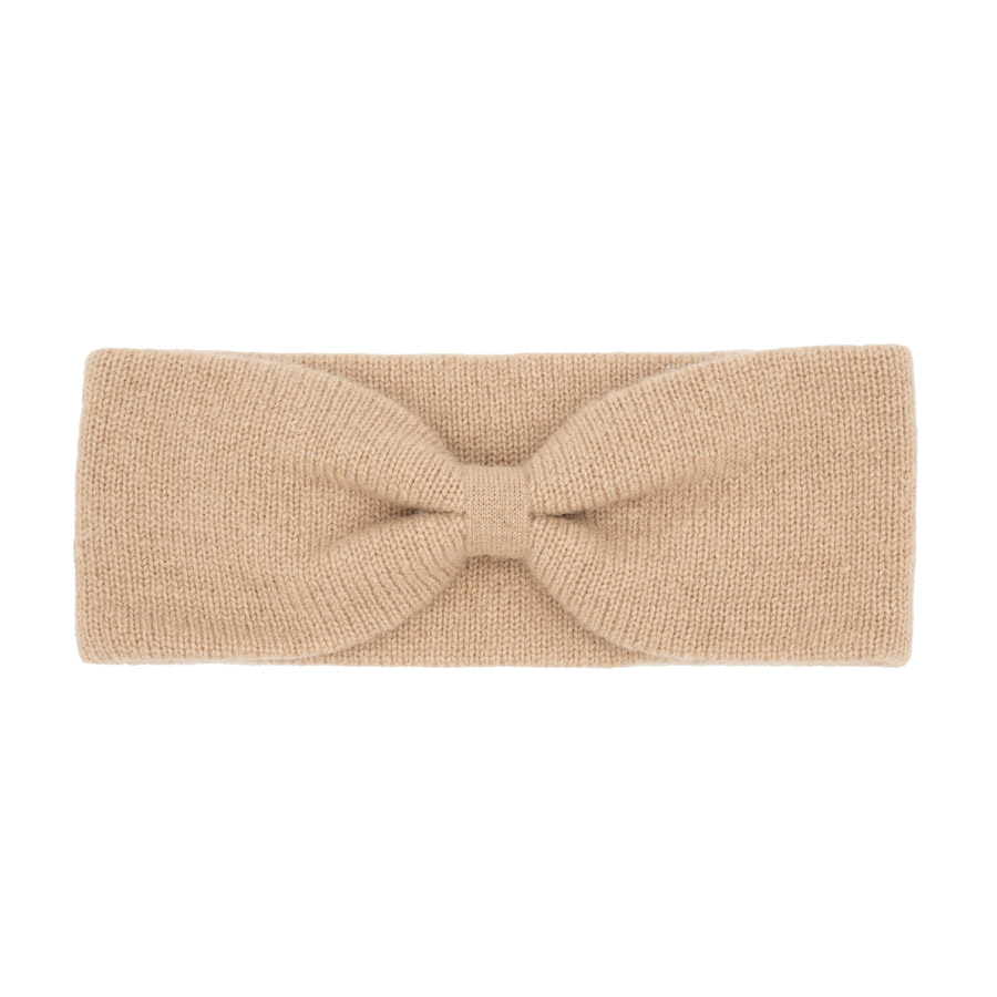 Headband made of camel wool (Bow design), beige