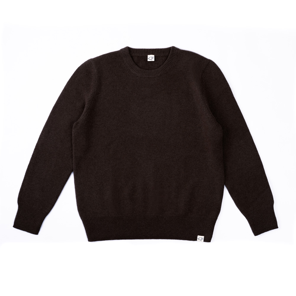 Crew-neck Sweater made from yak wool, dark brown