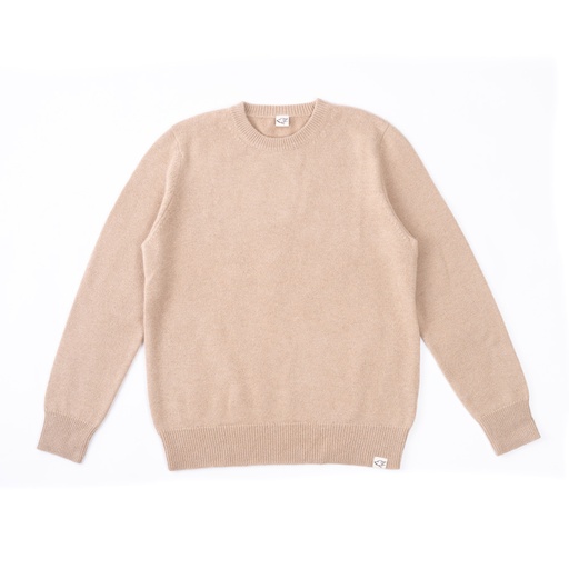 Crew-neck sweater made of camel wool, beige
